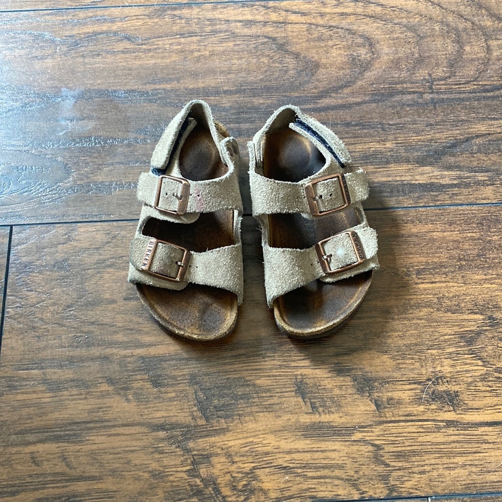 23 Toddler Birkenstock Taupe Milano HL Suede Velcro